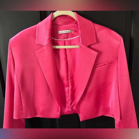 Alice and Olivia Cropped Satin Blazer - Picture 2 of 3